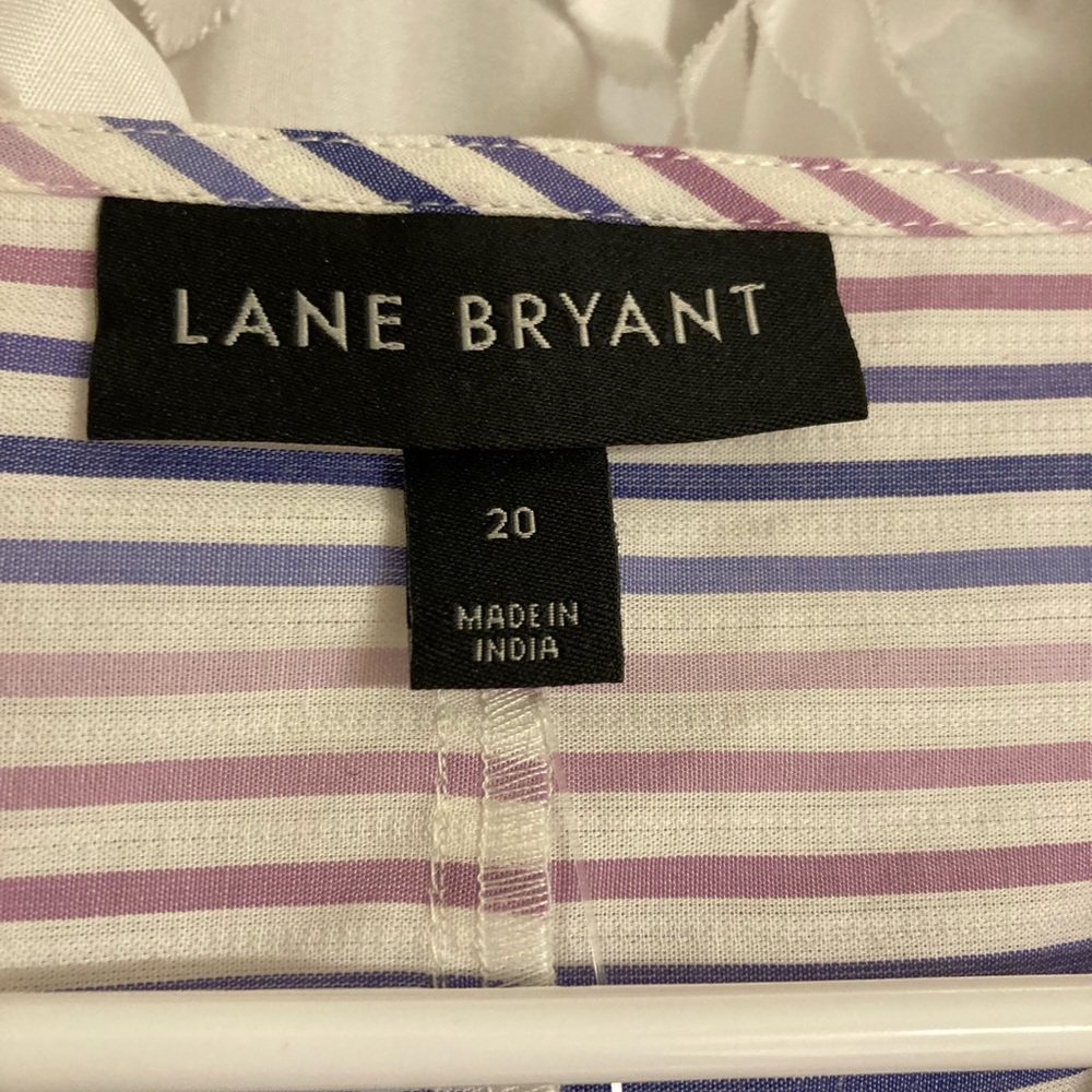 NWT Lane Bryant smocked 3/4 stripe top size 20. Purple blue white. - Picture 8 of 13